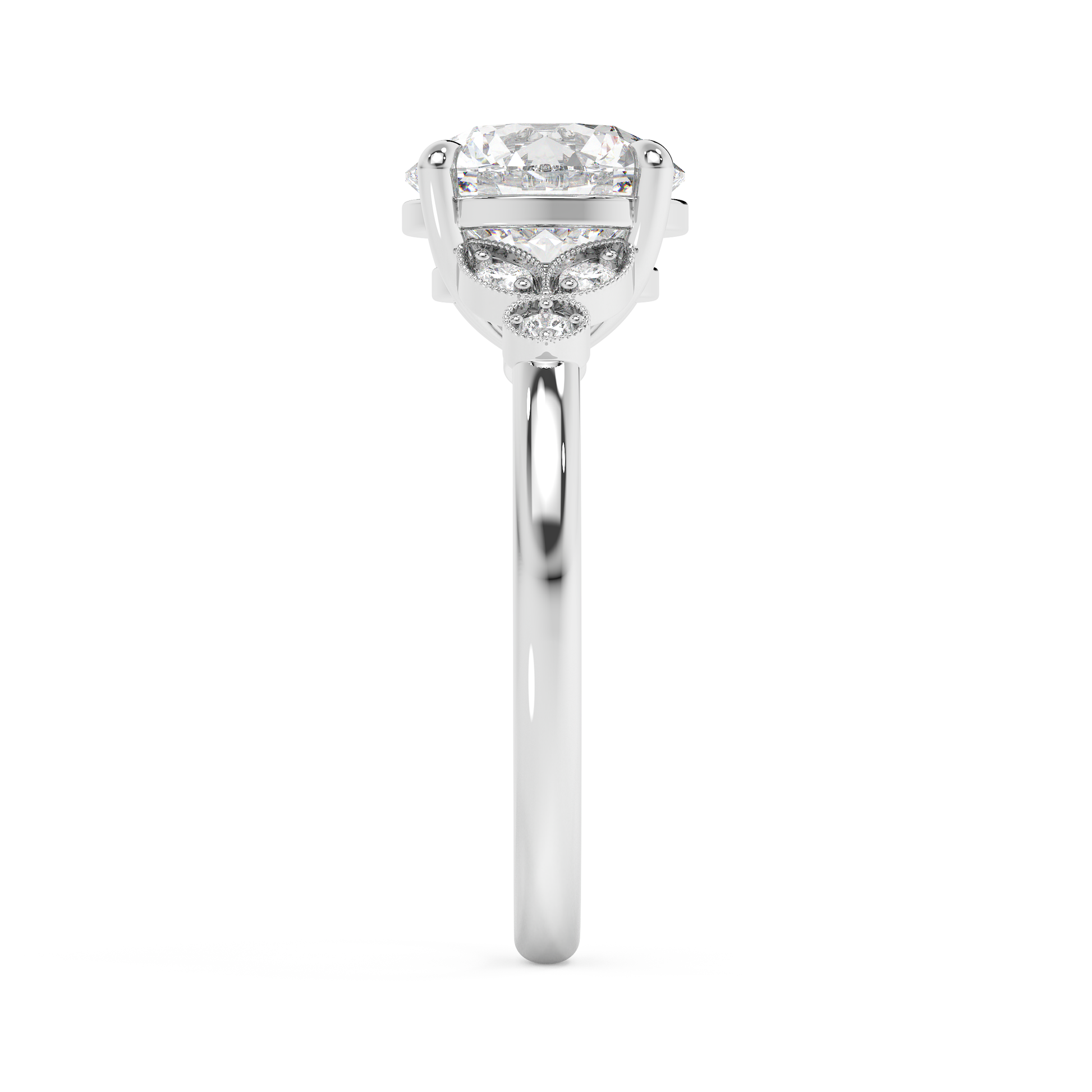 Emerald Solitaire Lab Grown Diamond Engagement Ring