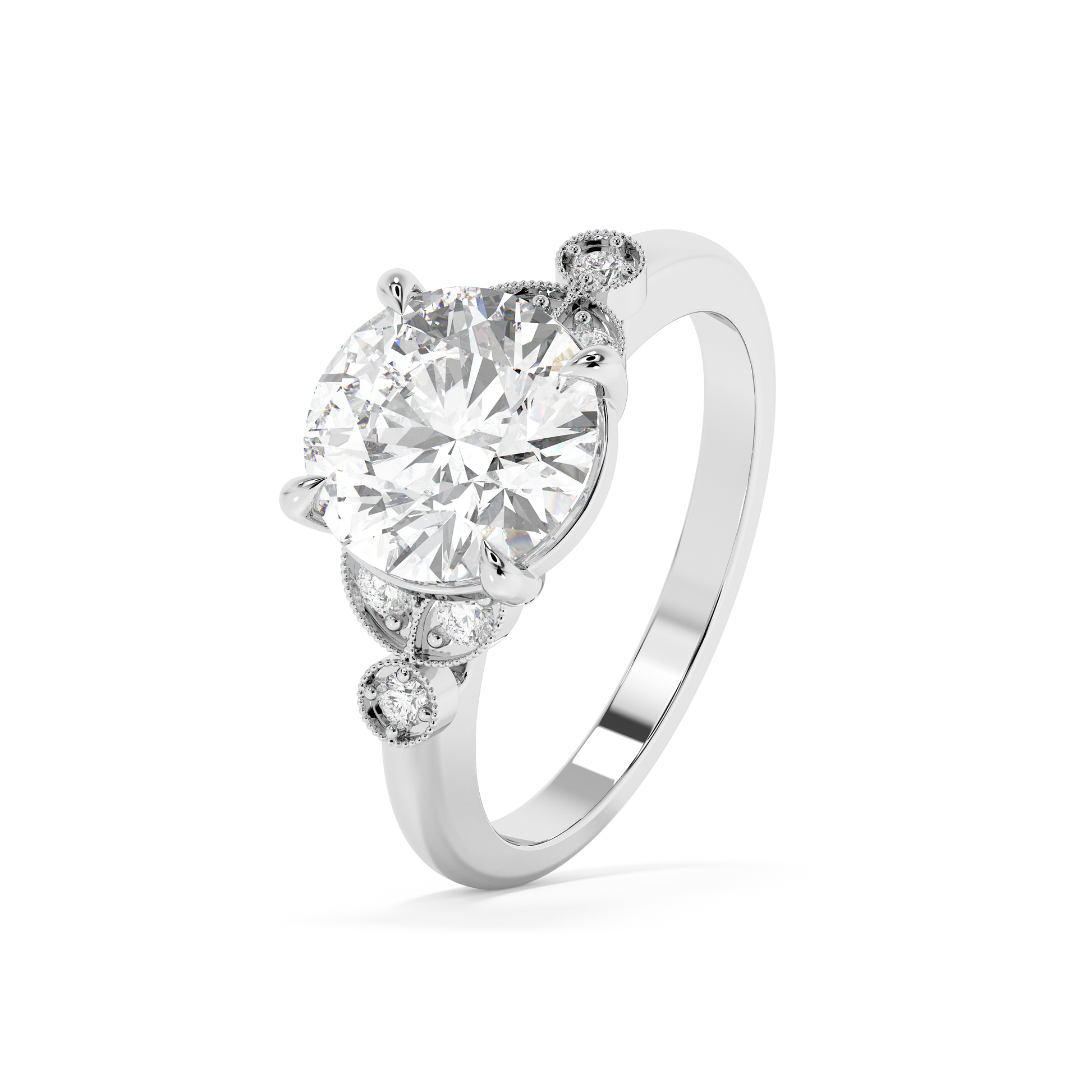 Emerald Solitaire Lab Grown Diamond Engagement Ring