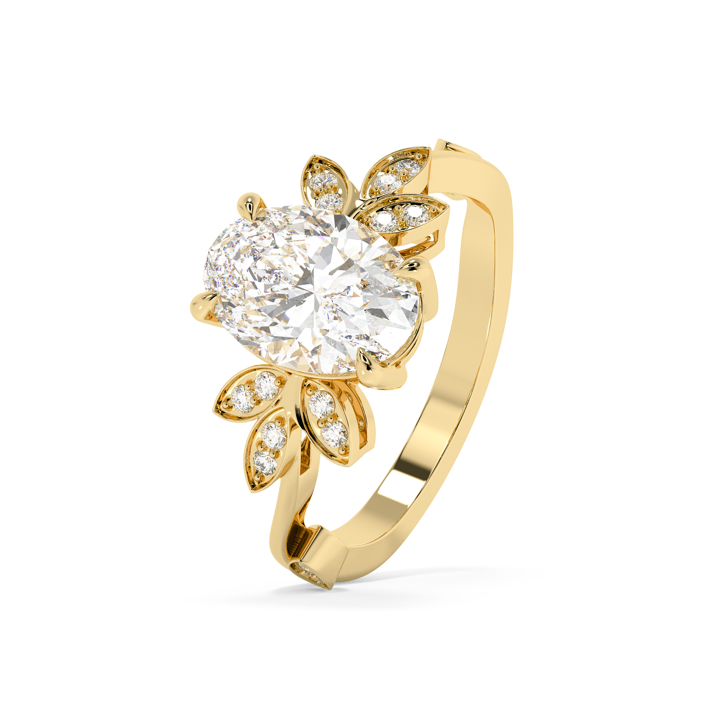 Emerald Solitaire Lab Grown Diamond Engagement Ring