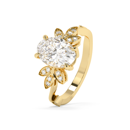 Emerald Solitaire Lab Grown Diamond Engagement Ring