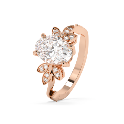 Emerald Solitaire Lab Grown Diamond Engagement Ring