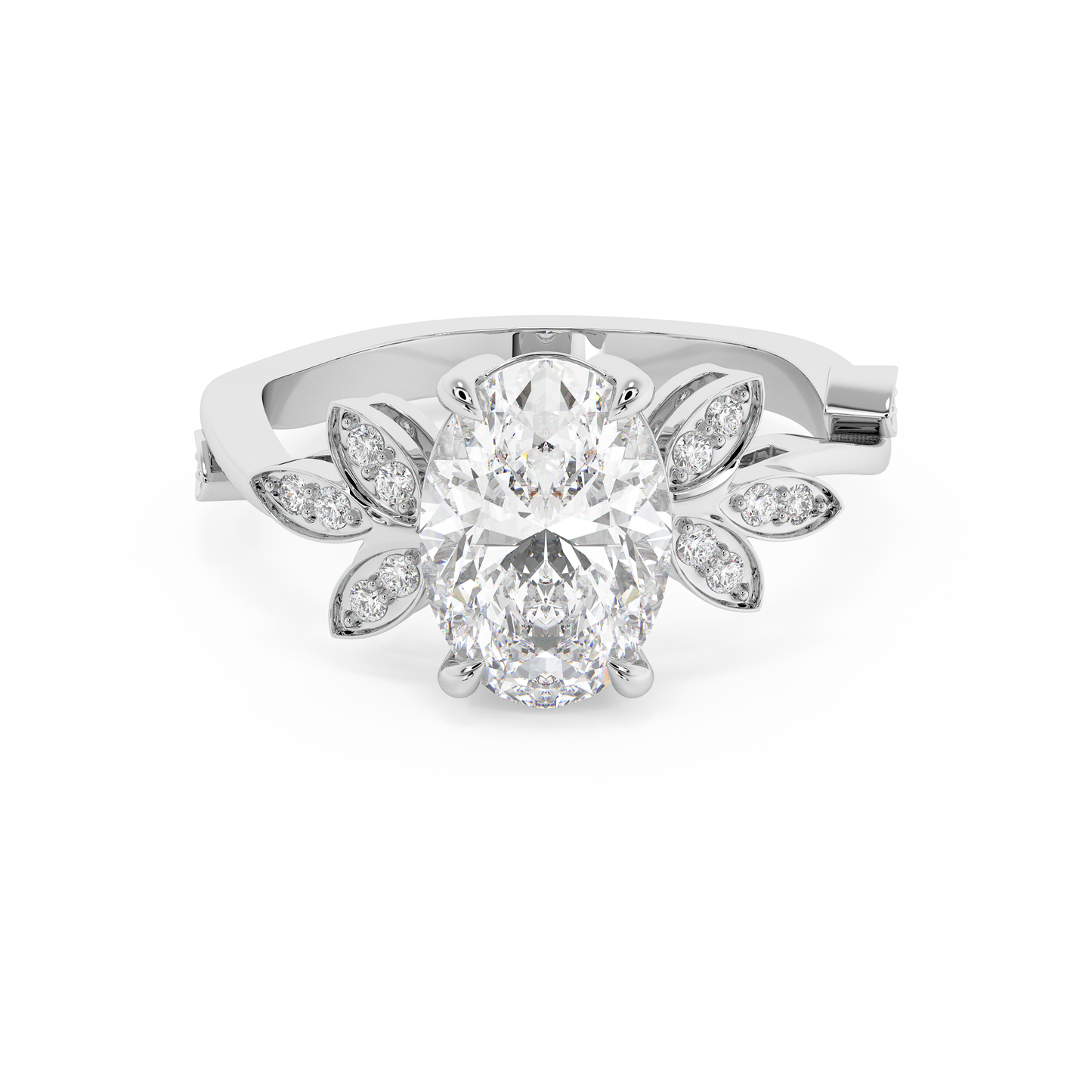 Emerald Solitaire Lab Grown Diamond Engagement Ring