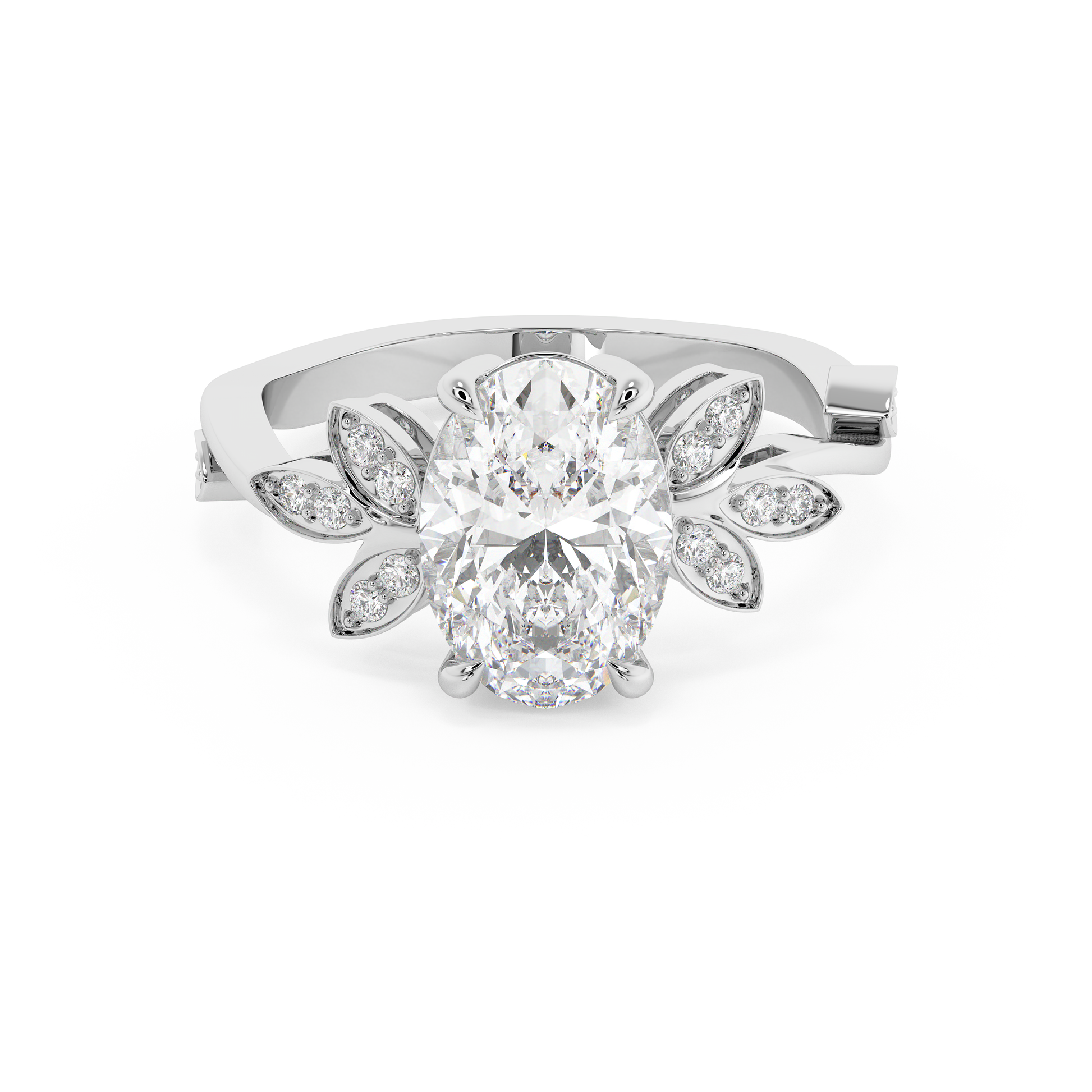 Emerald Solitaire Lab Grown Diamond Engagement Ring