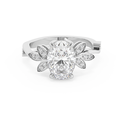Emerald Solitaire Lab Grown Diamond Engagement Ring