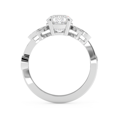 Emerald Solitaire Lab Grown Diamond Engagement Ring