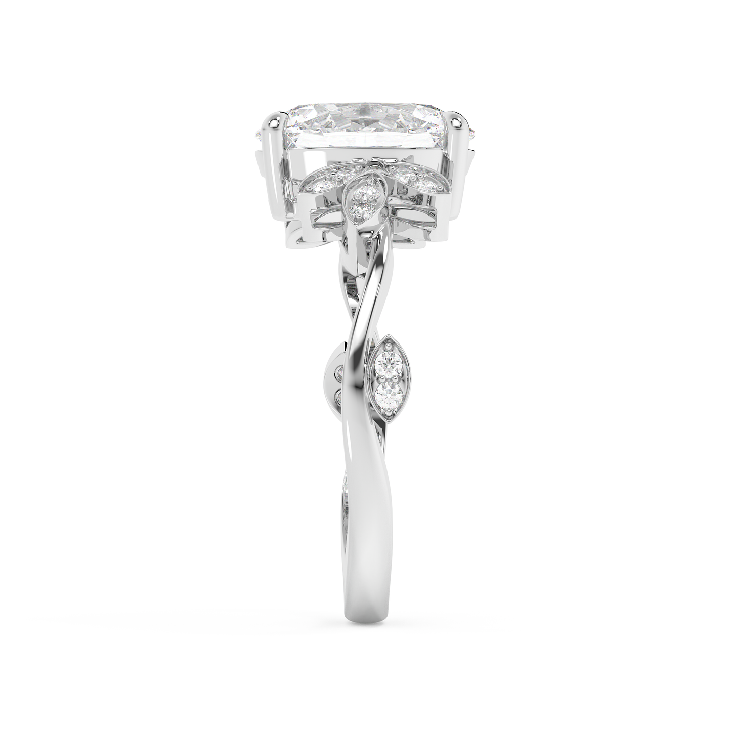 Emerald Solitaire Lab Grown Diamond Engagement Ring