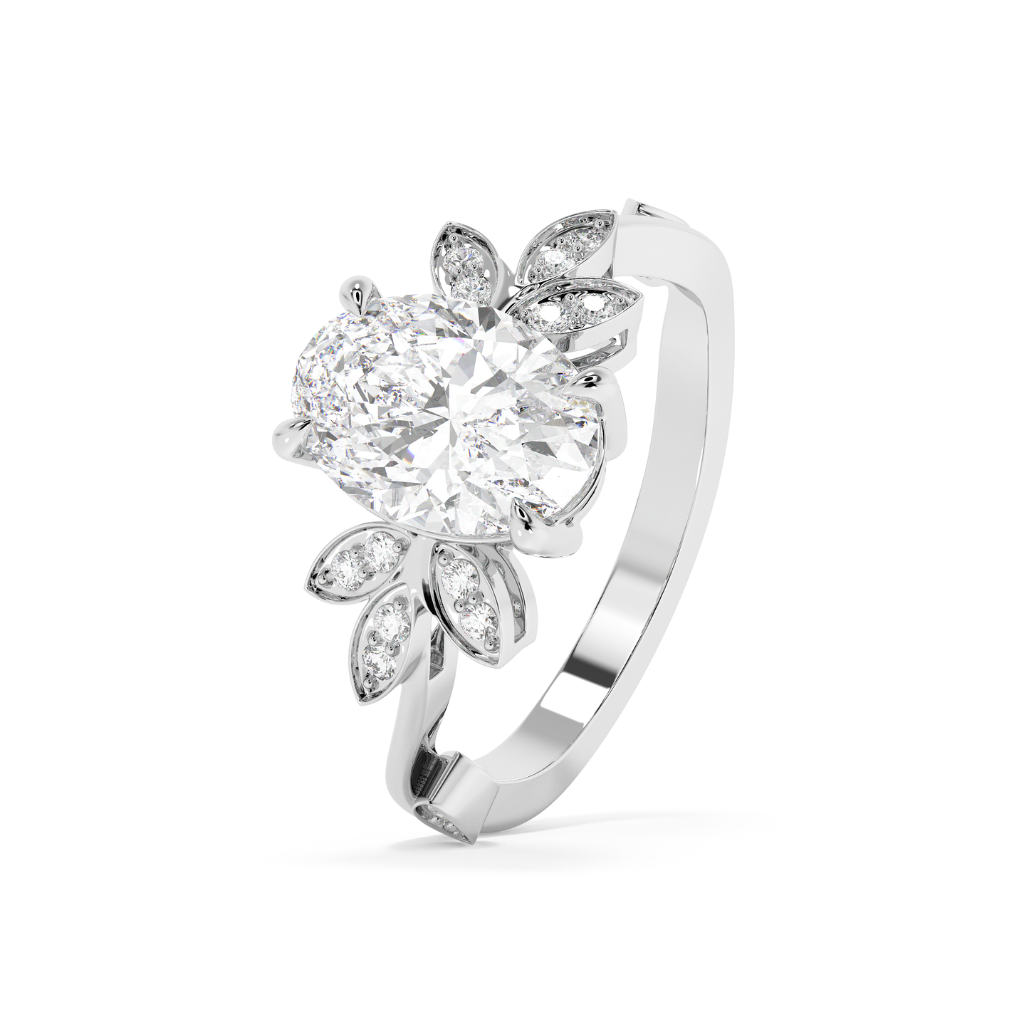Emerald Solitaire Lab Grown Diamond Engagement Ring