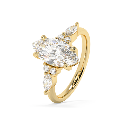 Emerald Solitaire Lab Grown Diamond Engagement Ring