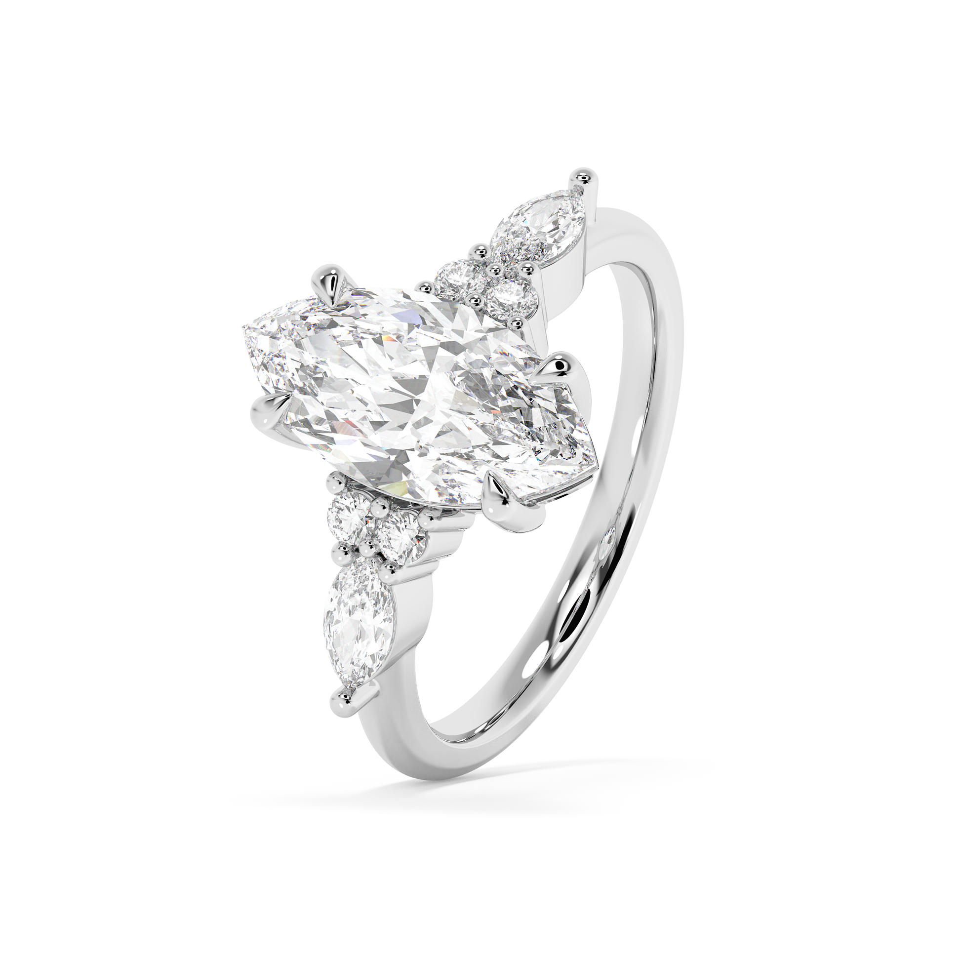 Emerald Solitaire Lab Grown Diamond Engagement Ring