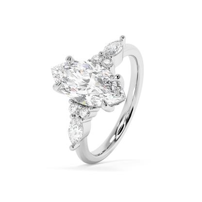 Emerald Solitaire Lab Grown Diamond Engagement Ring