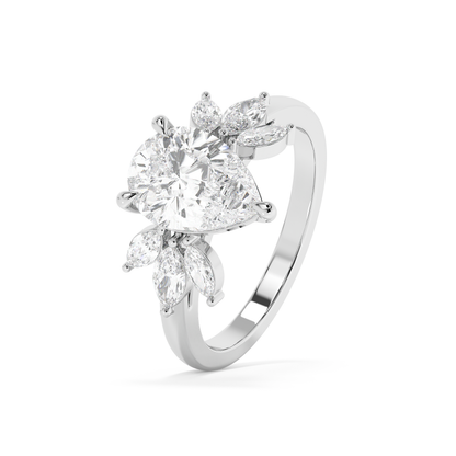 Emerald Solitaire Lab Grown Diamond Engagement Ring