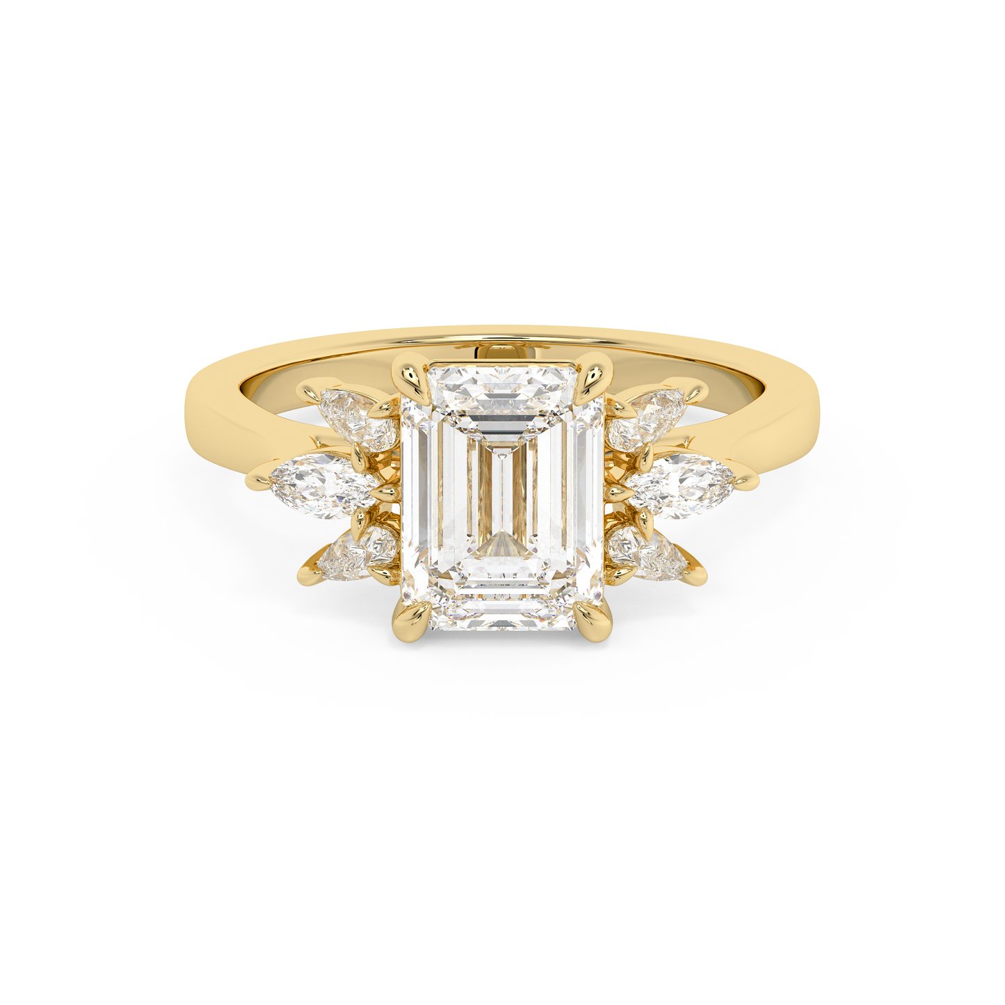 Emerald Solitaire Lab Grown Diamond Engagement Ring