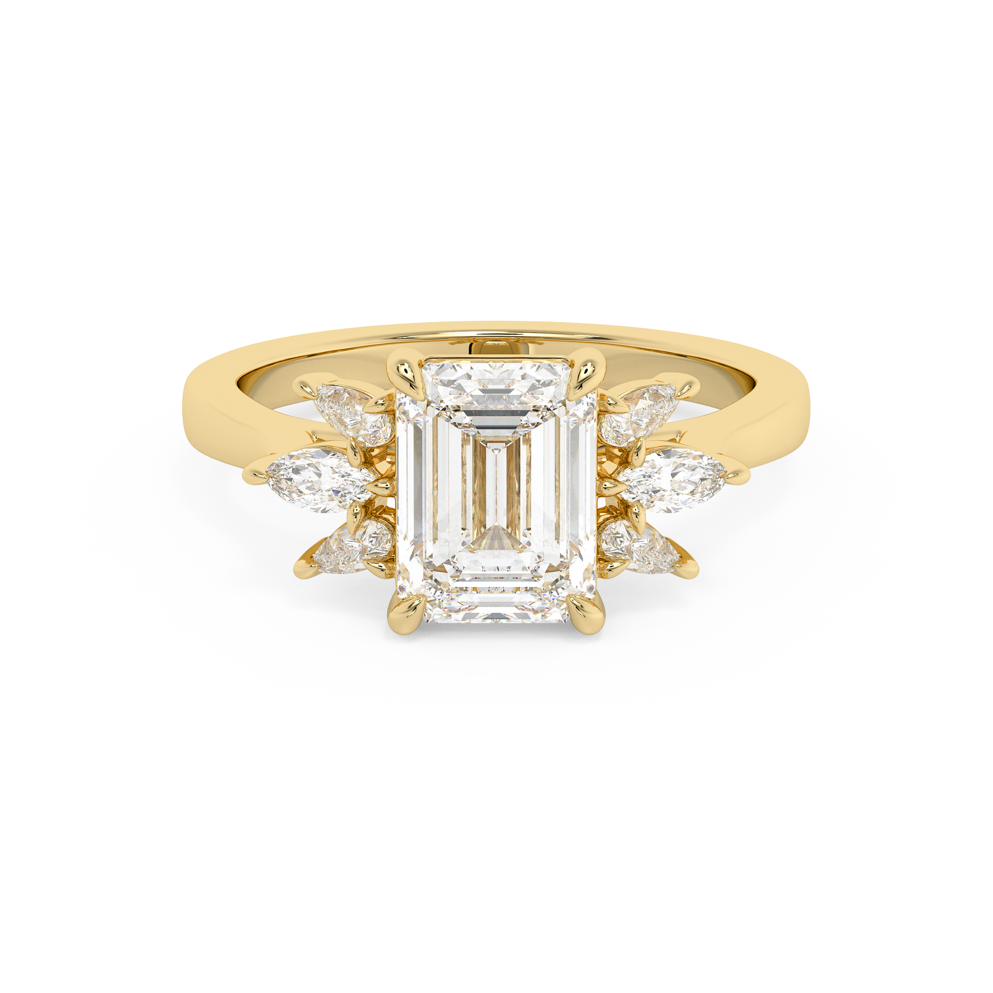 Emerald Solitaire Lab Grown Diamond Engagement Ring