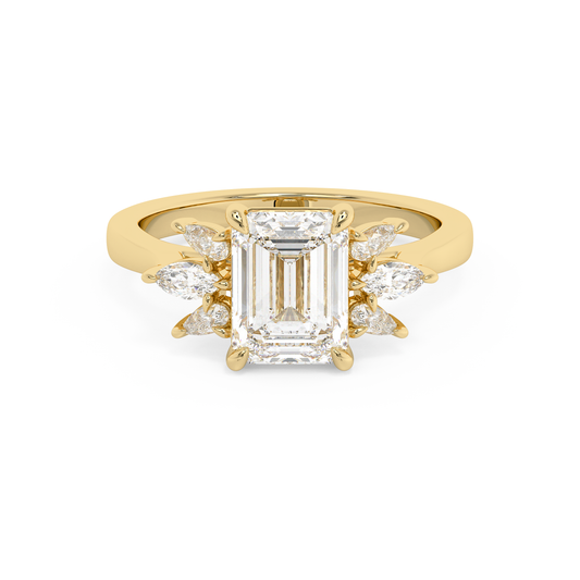 Emerald Solitaire Lab Grown Diamond Engagement Ring