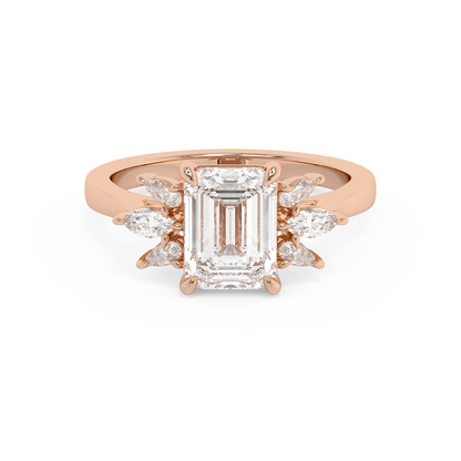 Emerald Solitaire Lab Grown Diamond Engagement Ring