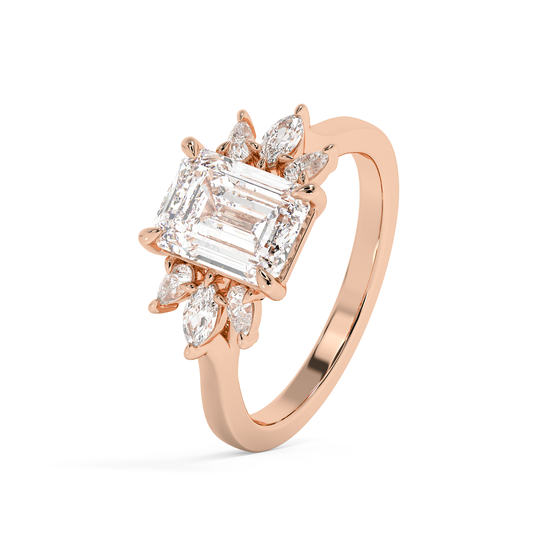 Emerald Solitaire Lab Grown Diamond Engagement Ring