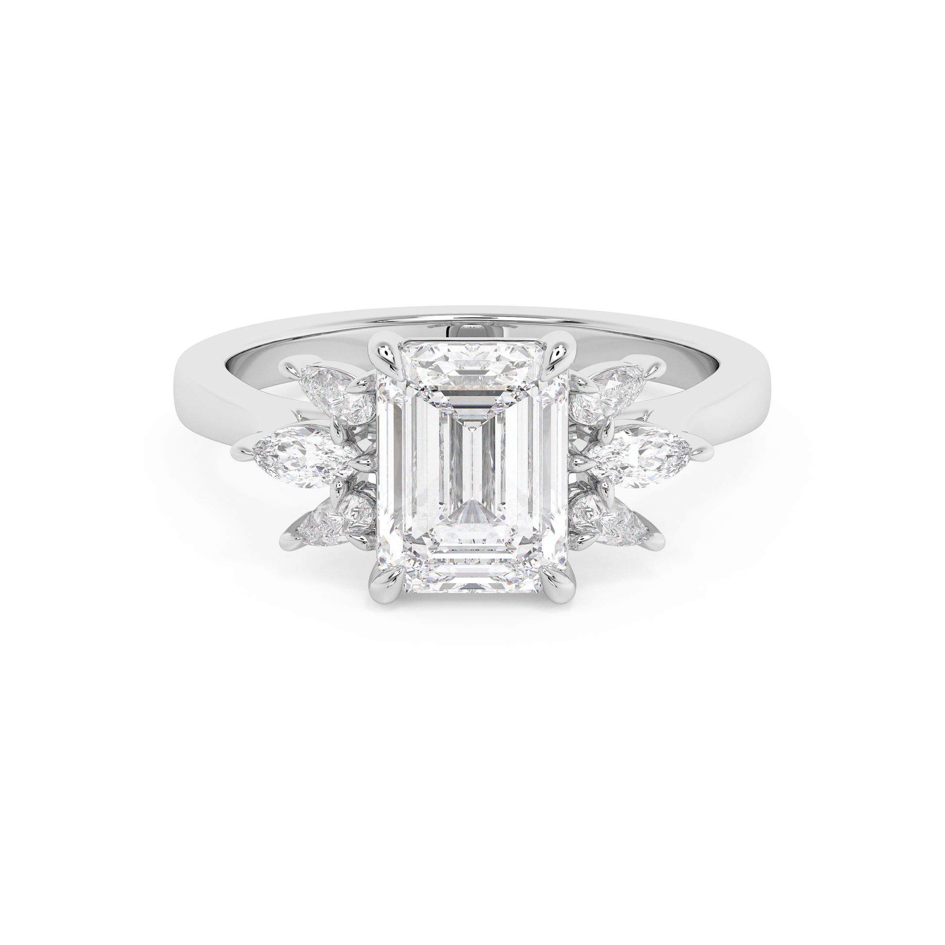 Emerald Solitaire Lab Grown Diamond Engagement Ring