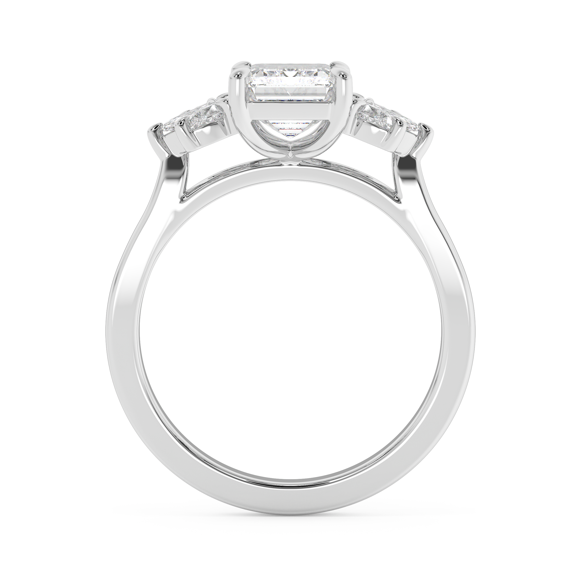 Emerald Solitaire Lab Grown Diamond Engagement Ring