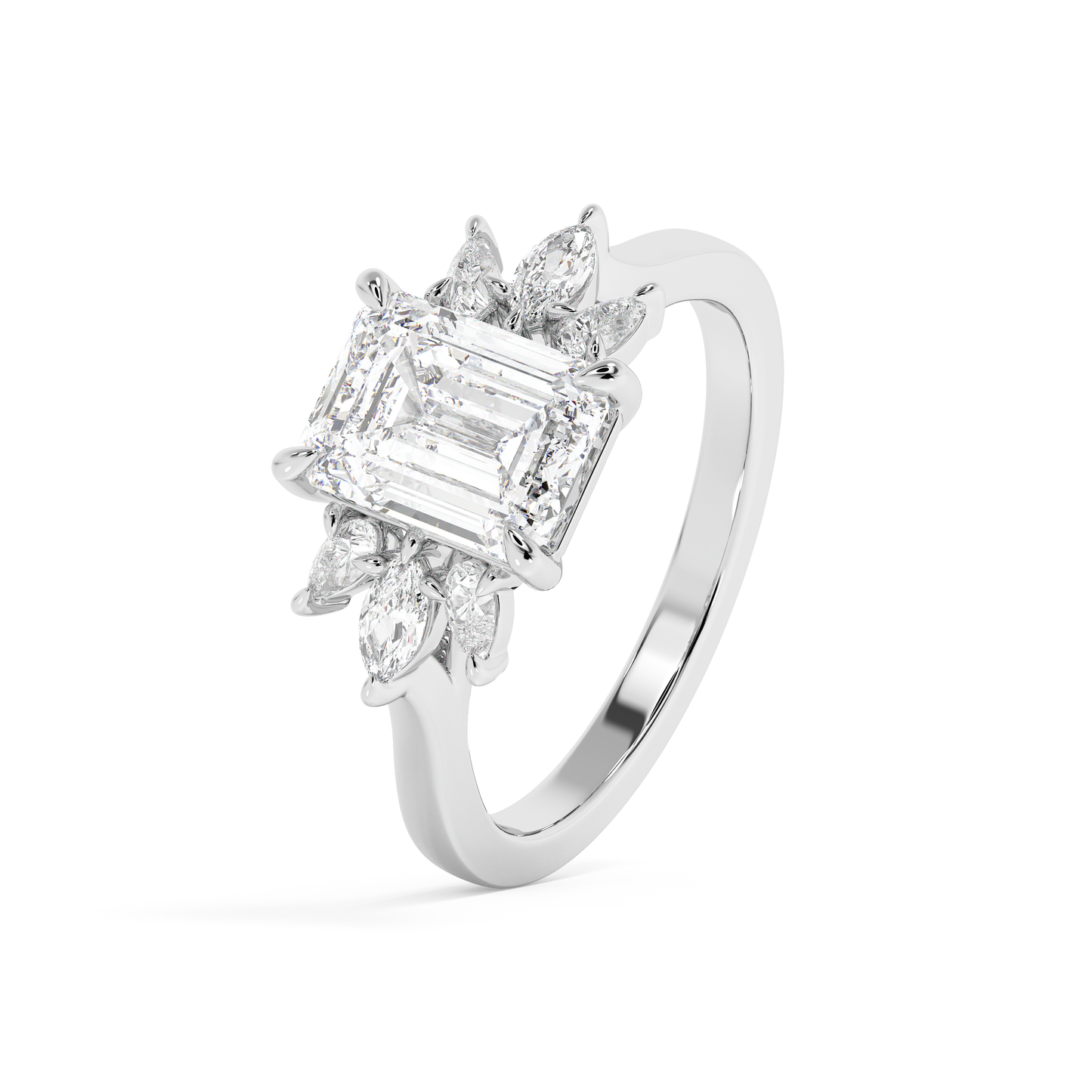 Emerald Solitaire Lab Grown Diamond Engagement Ring