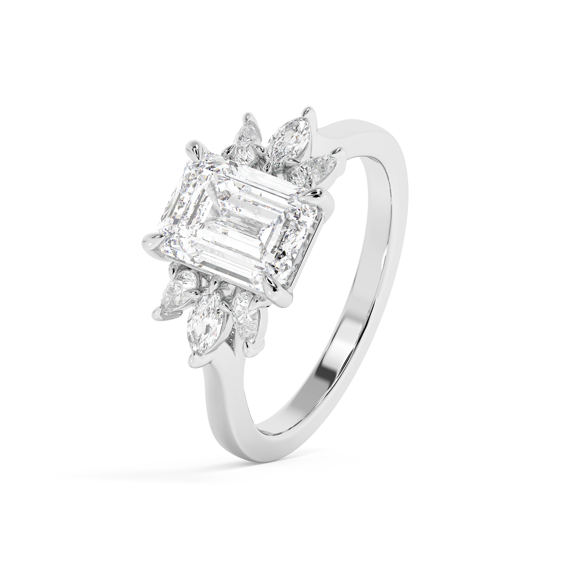 Emerald Solitaire Lab Grown Diamond Engagement Ring