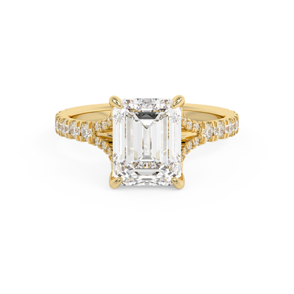 Emerald Solitaire Lab Grown Diamond Engagement Ring