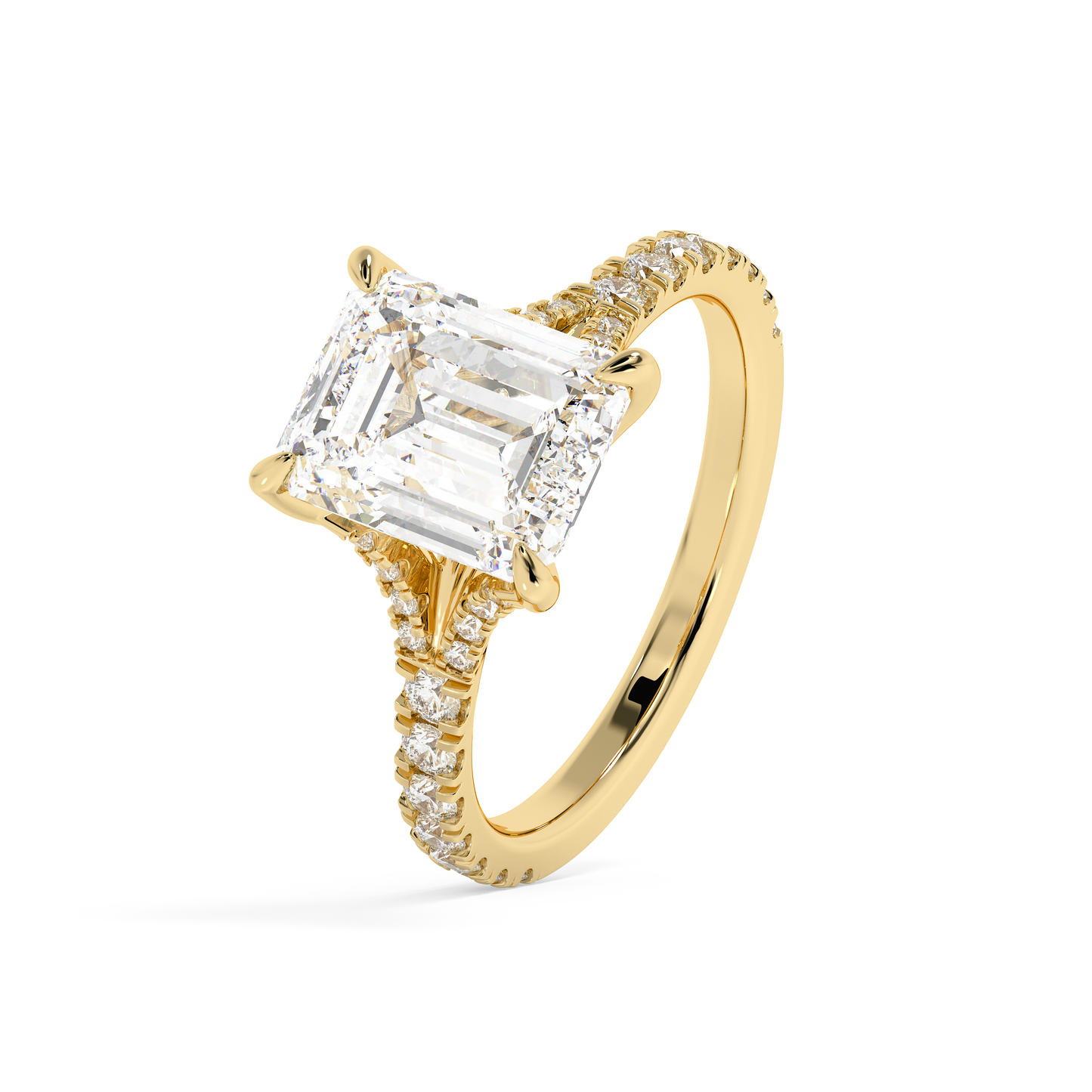 Emerald Solitaire Lab Grown Diamond Engagement Ring