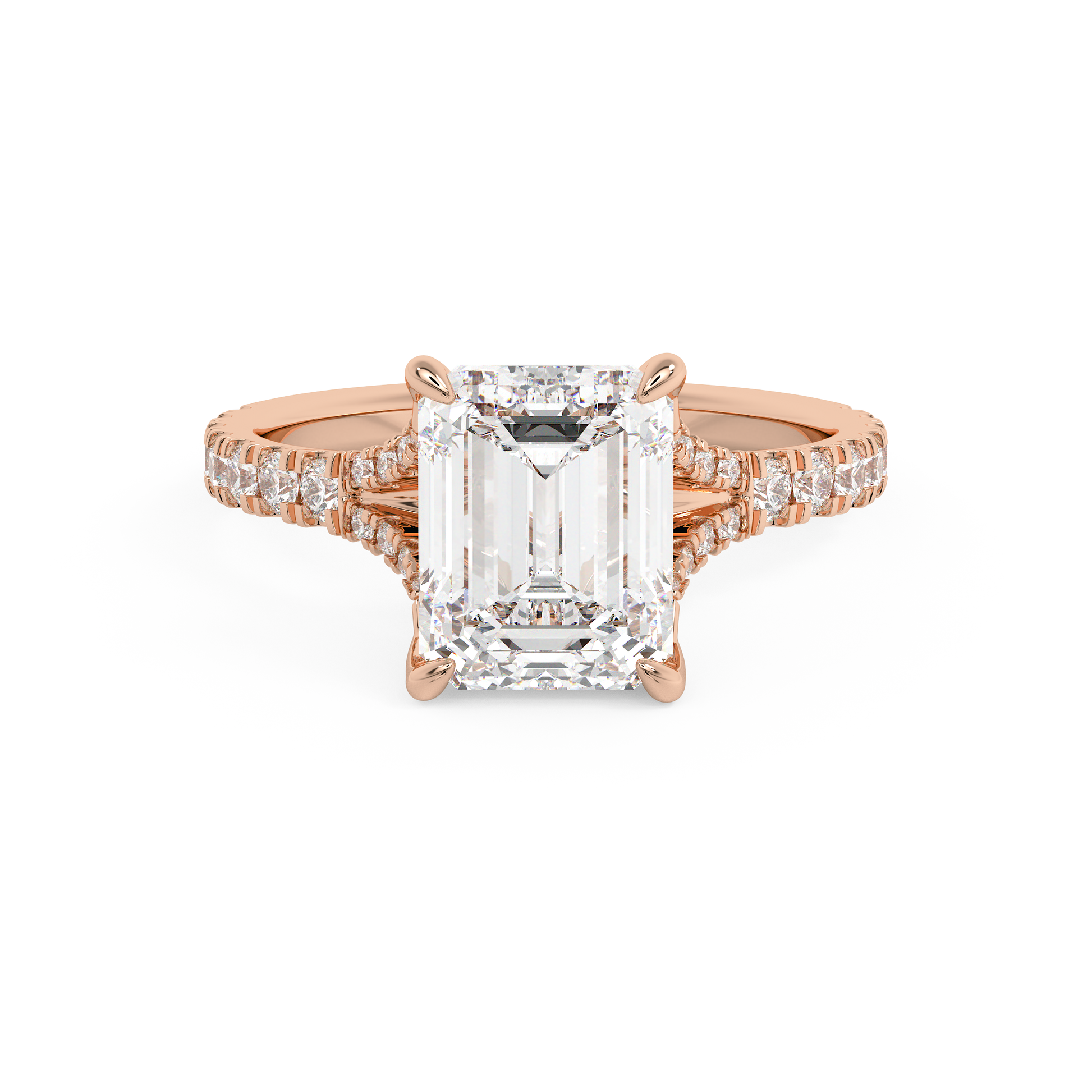 Emerald Solitaire Lab Grown Diamond Engagement Ring