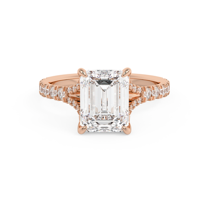 Emerald Solitaire Lab Grown Diamond Engagement Ring
