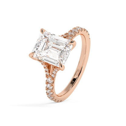 Emerald Solitaire Lab Grown Diamond Engagement Ring