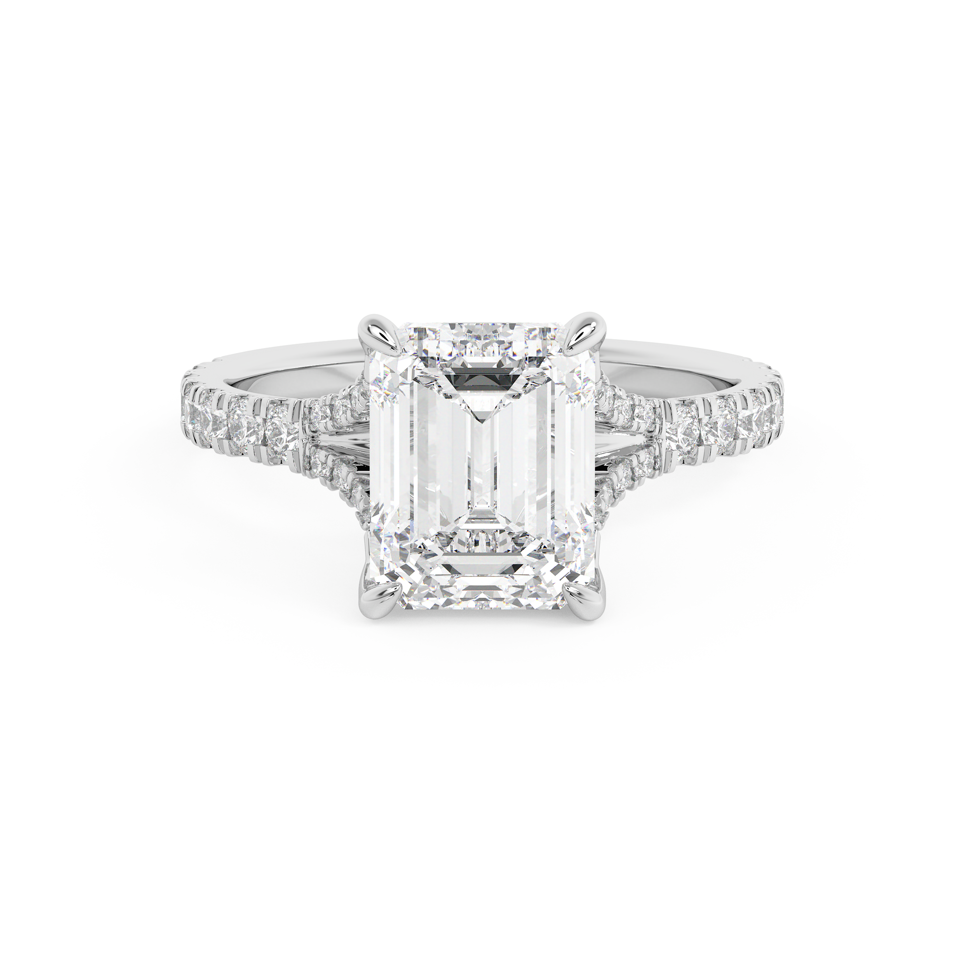 Emerald Solitaire Lab Grown Diamond Engagement Ring