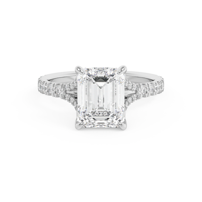 Emerald Solitaire Lab Grown Diamond Engagement Ring