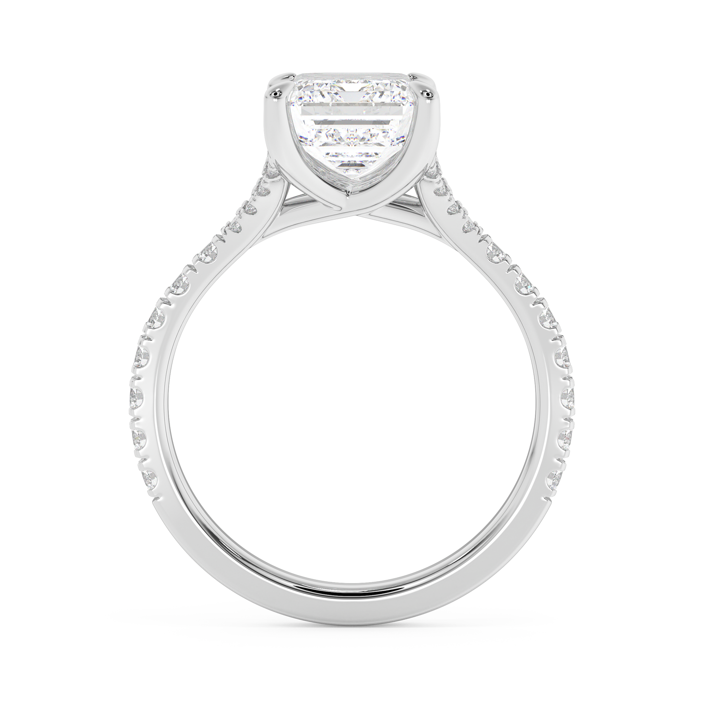 Emerald Solitaire Lab Grown Diamond Engagement Ring