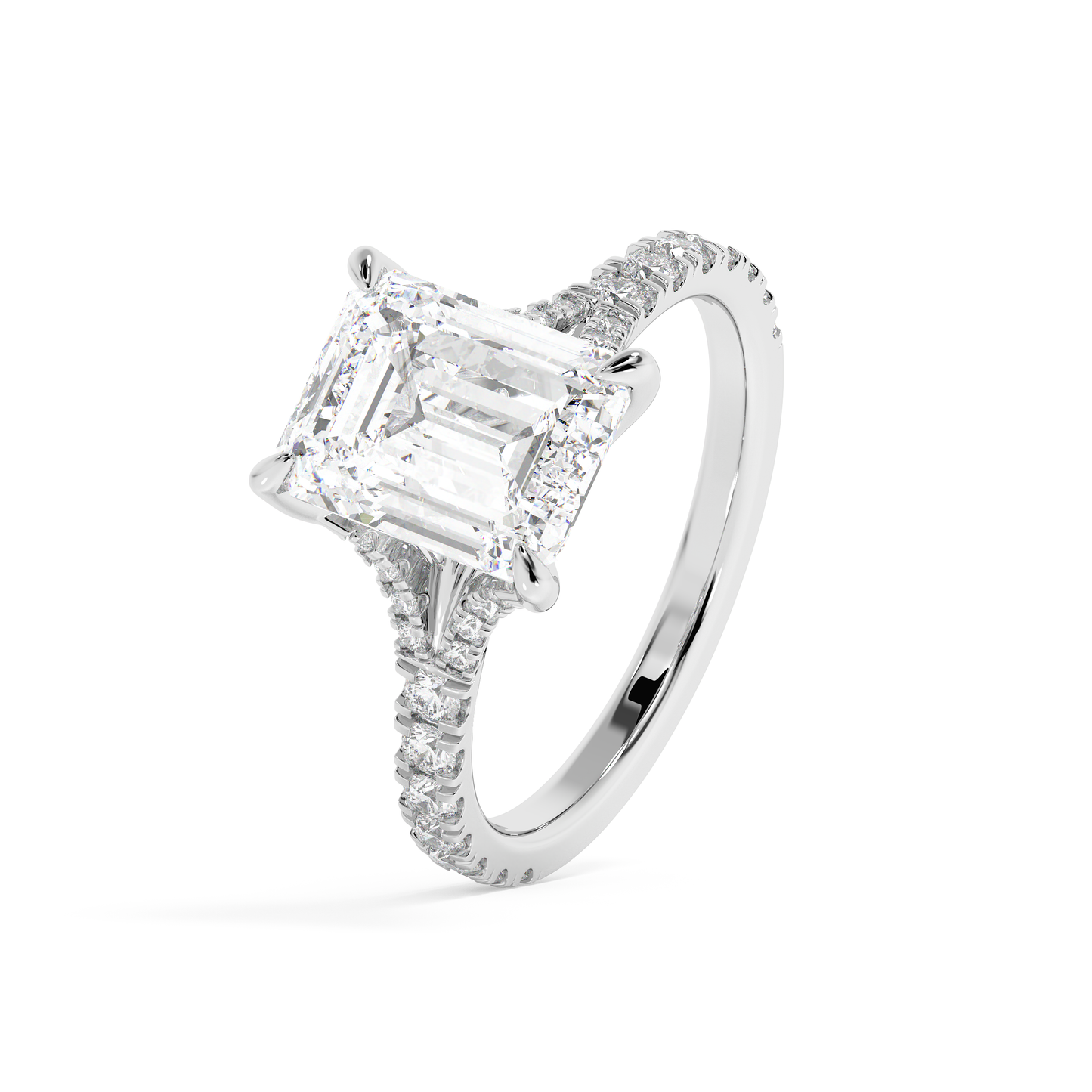 Emerald Solitaire Lab Grown Diamond Engagement Ring