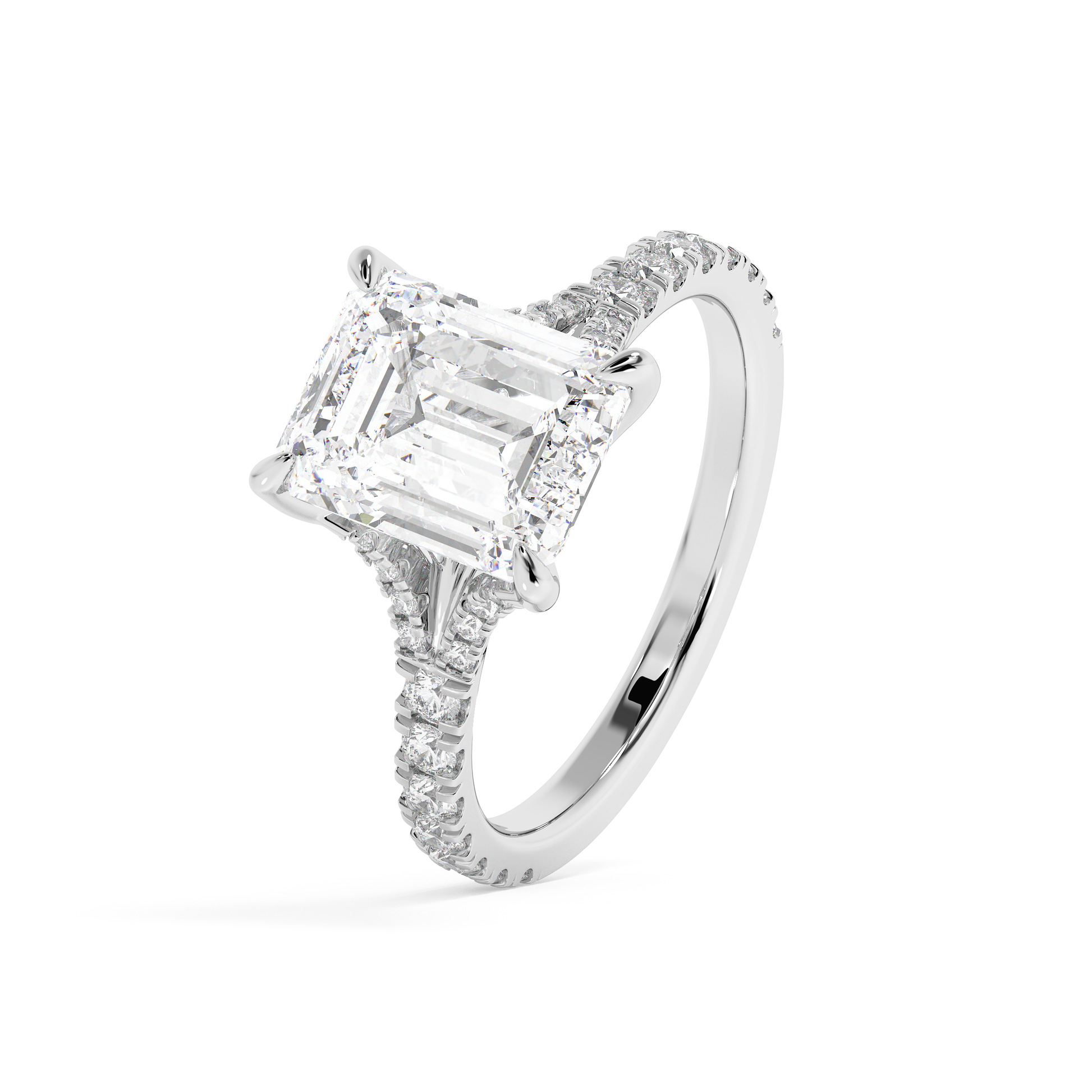 Emerald Solitaire Lab Grown Diamond Engagement Ring