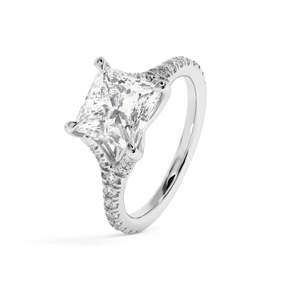 Emerald Solitaire Lab Grown Diamond Engagement Ring