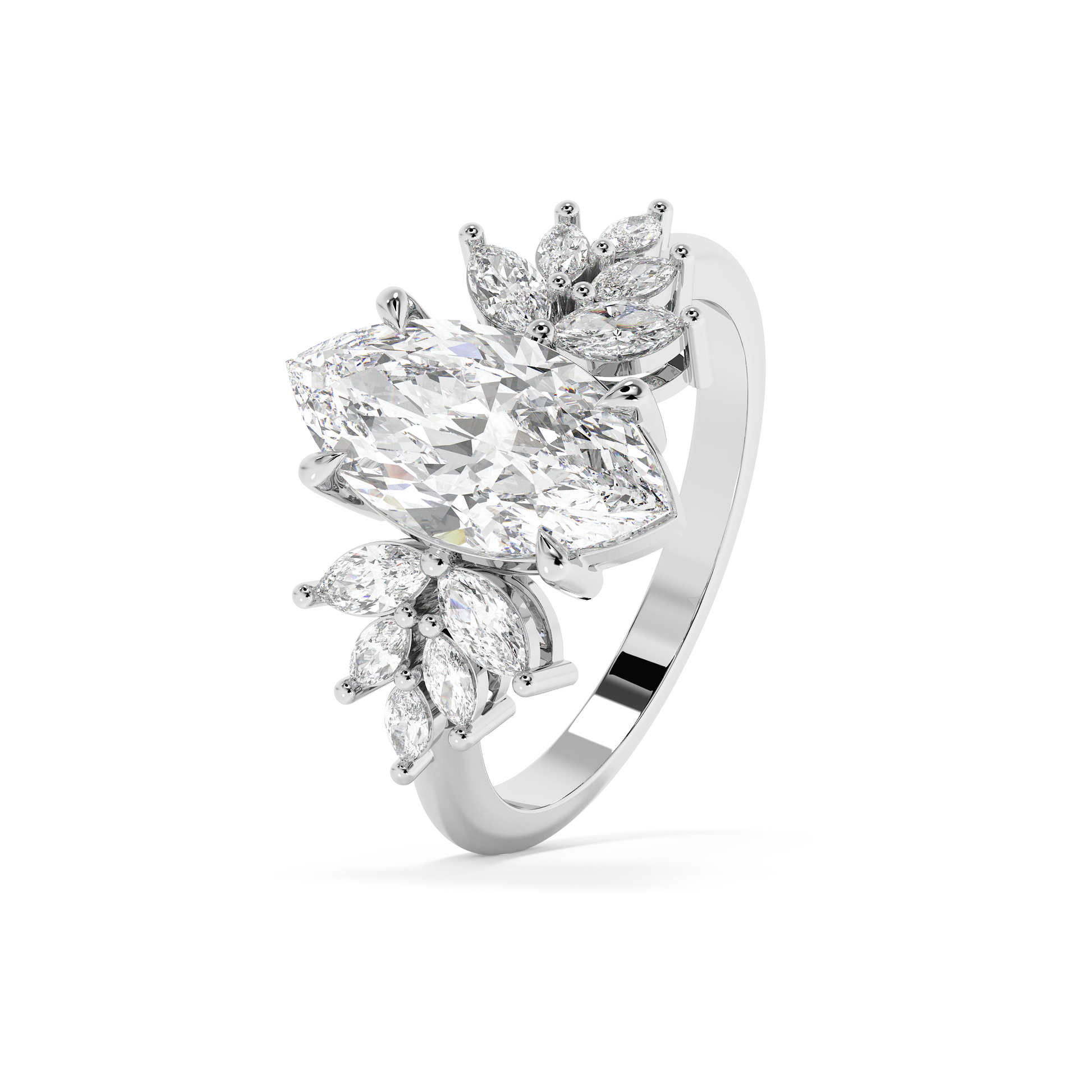 Emerald Solitaire Lab Grown Diamond Engagement Ring