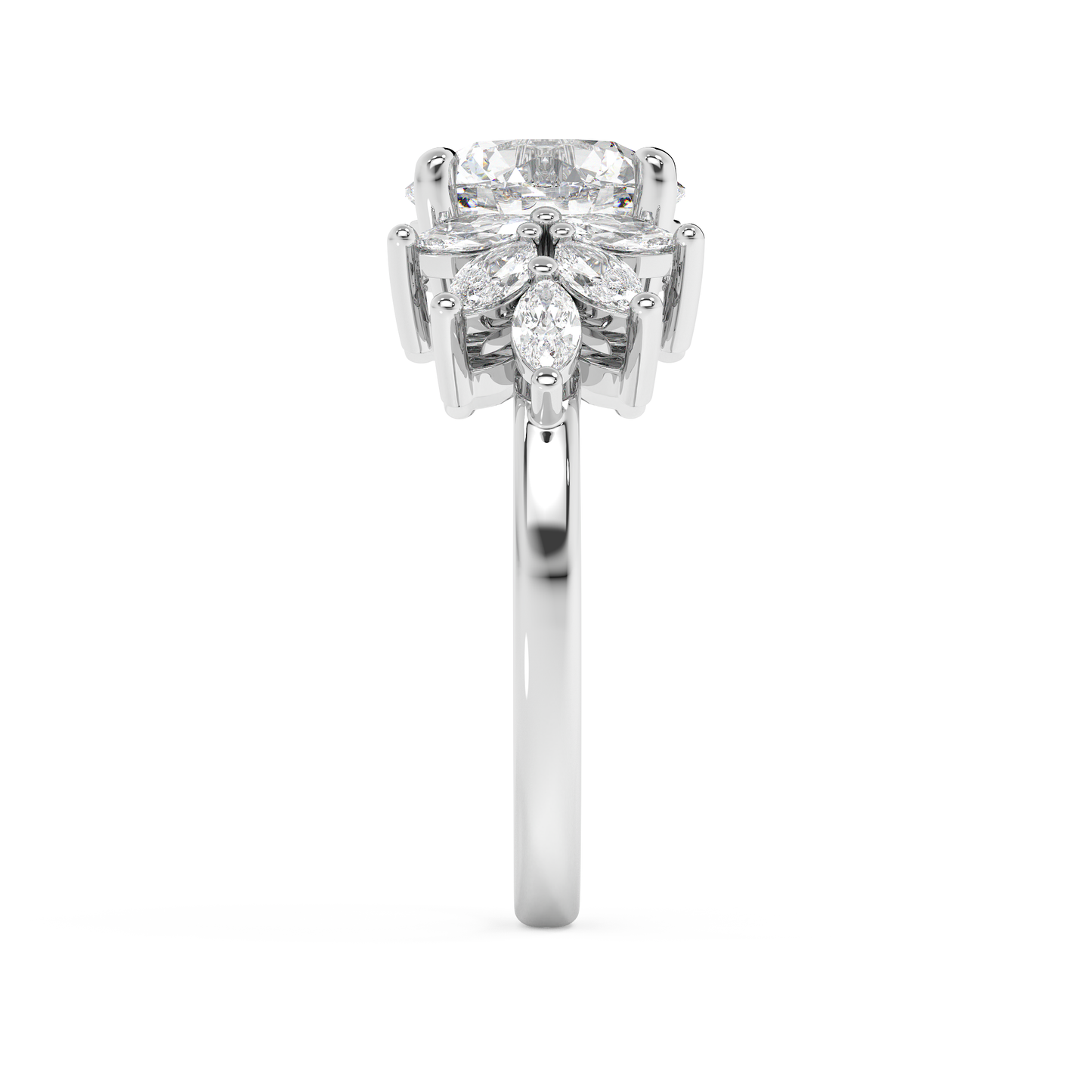 Emerald Solitaire Lab Grown Diamond Engagement Ring