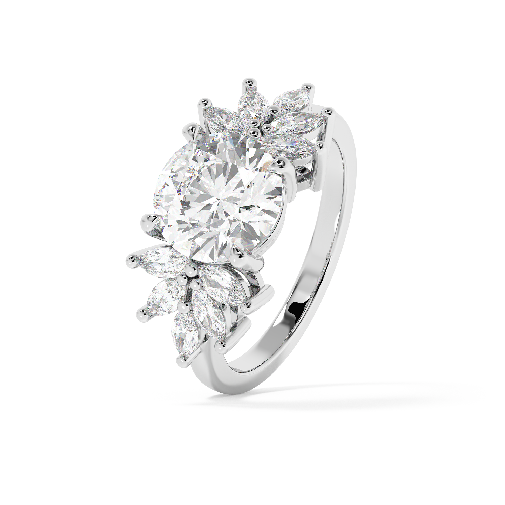 Emerald Solitaire Lab Grown Diamond Engagement Ring