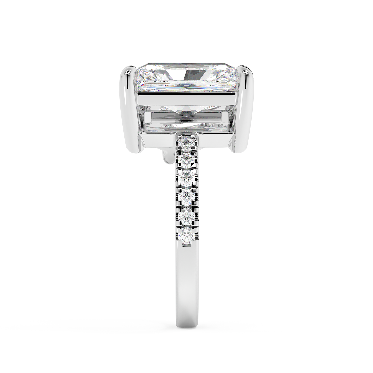 Emerald Solitaire Lab Grown Diamond Engagement Ring