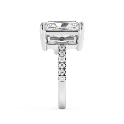 Emerald Solitaire Lab Grown Diamond Engagement Ring