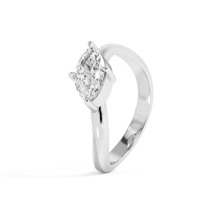 Emerald Solitaire Lab Grown Diamond Engagement Ring