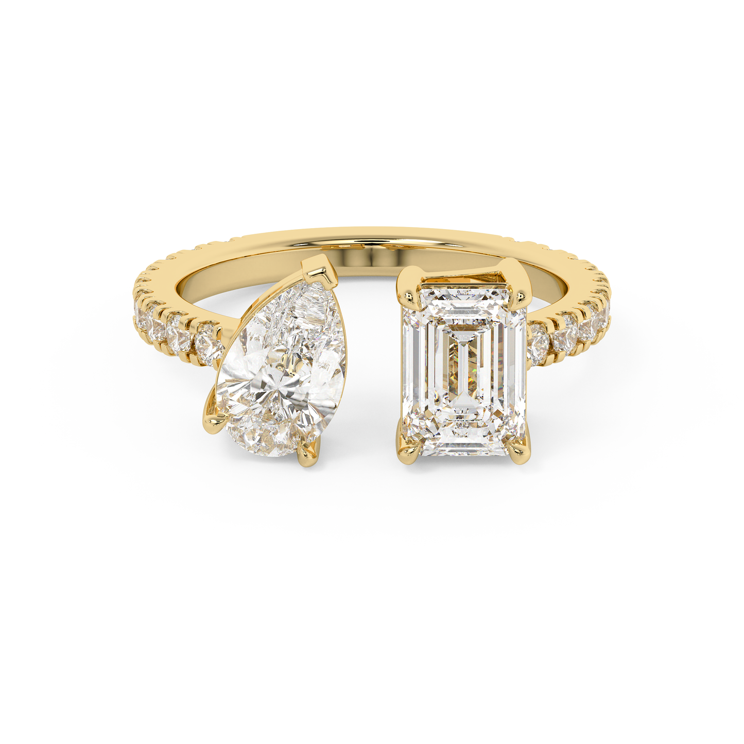 Emerald Solitaire Lab Grown Diamond Engagement Ring