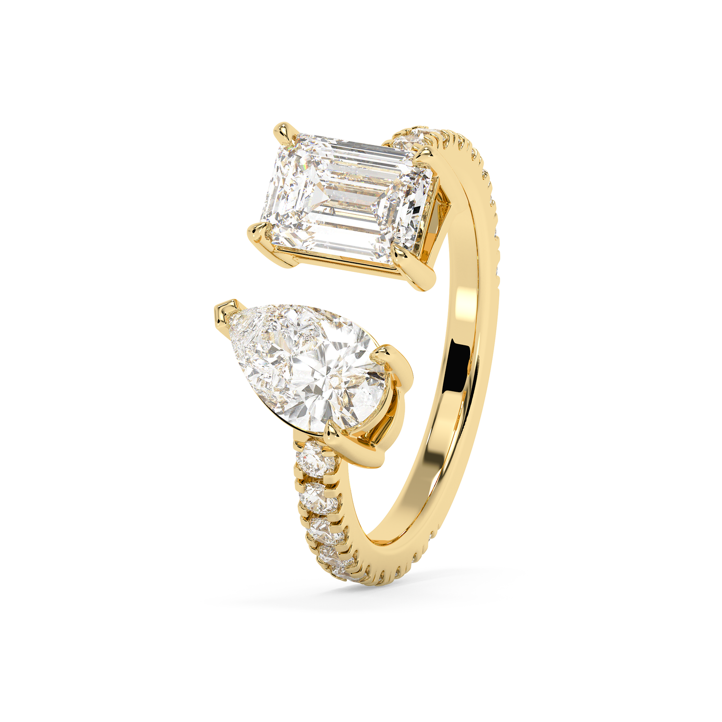 Emerald Solitaire Lab Grown Diamond Engagement Ring