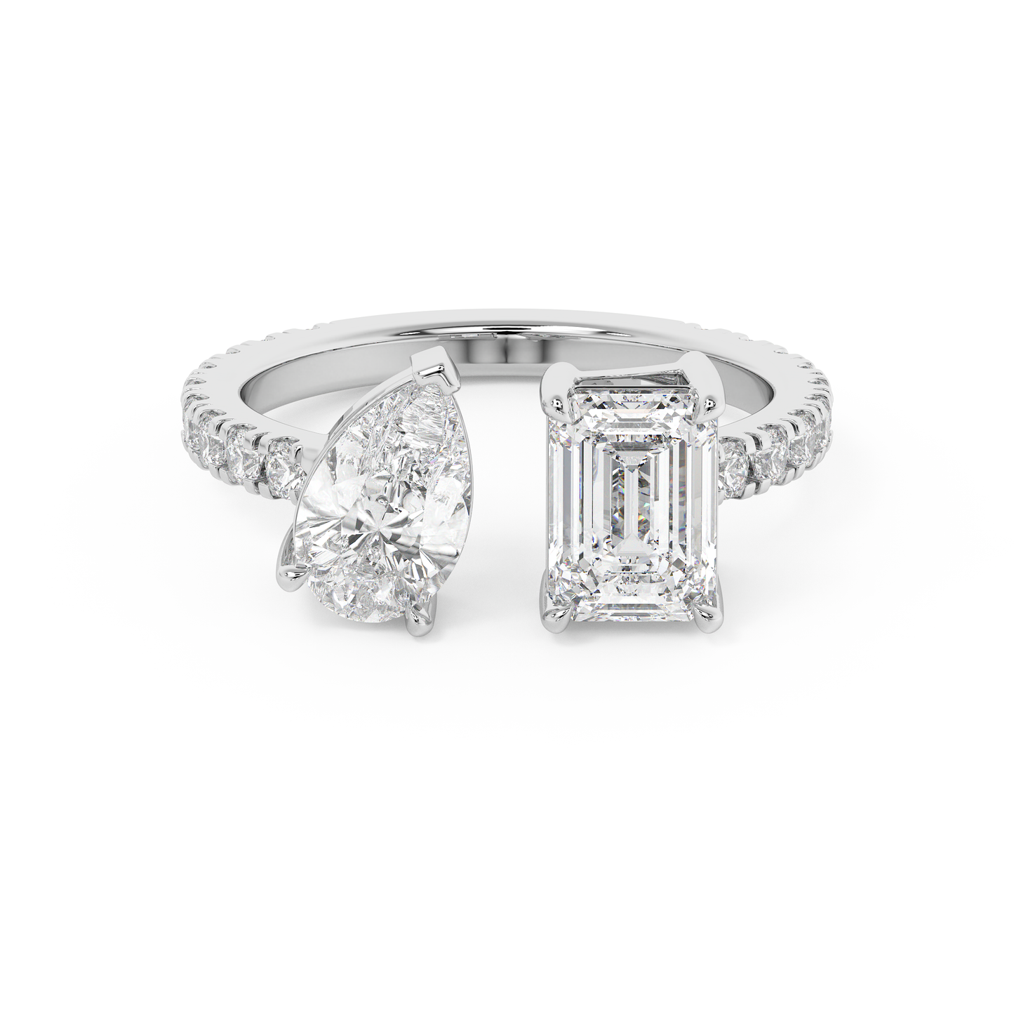 Emerald Solitaire Lab Grown Diamond Engagement Ring