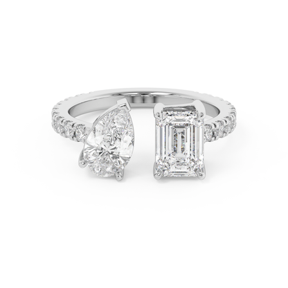 Emerald Solitaire Lab Grown Diamond Engagement Ring