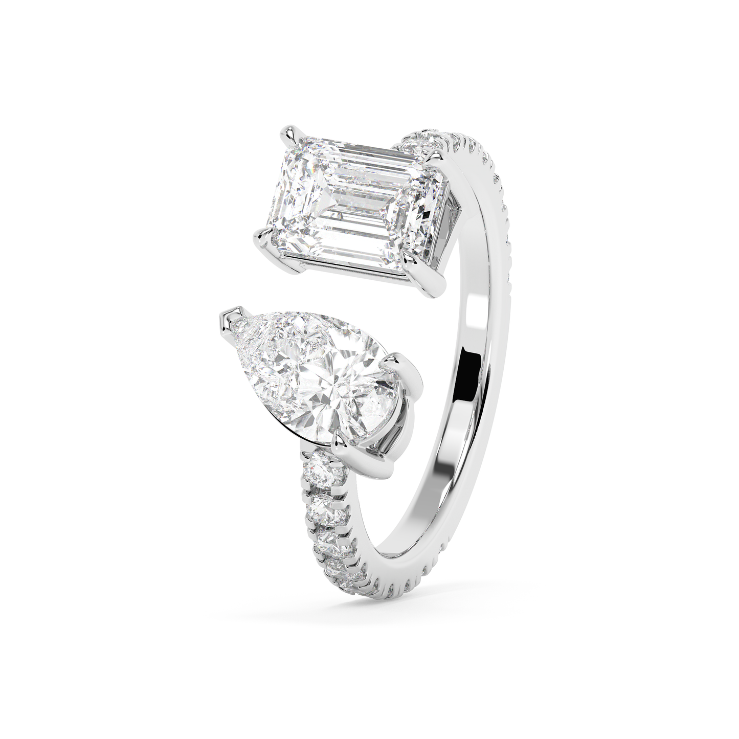 Emerald Solitaire Lab Grown Diamond Engagement Ring