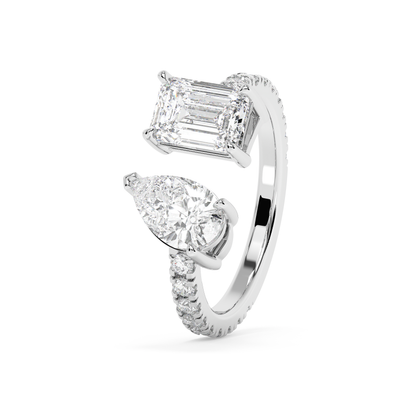 Emerald Solitaire Lab Grown Diamond Engagement Ring