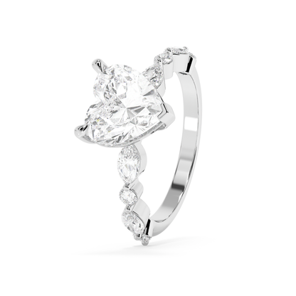 Emerald Solitaire Lab Grown Diamond Engagement Ring
