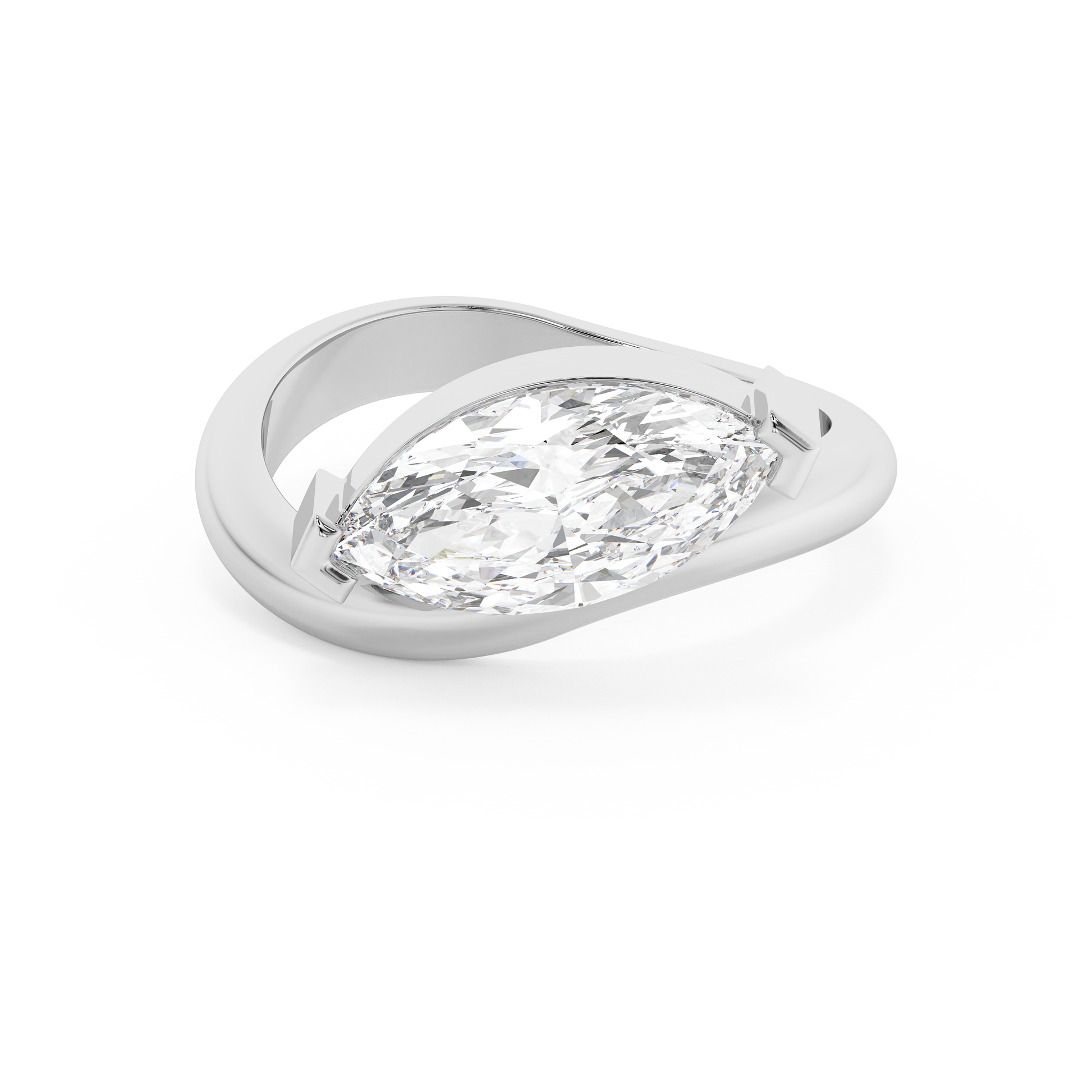 Emerald Solitaire Lab Grown Diamond Engagement Ring