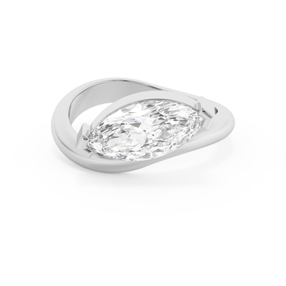 Emerald Solitaire Lab Grown Diamond Engagement Ring